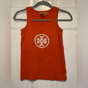 Tory Burch Safety Orange Logo Tank Top Size XS 100% Cotton Women’s Extra Small